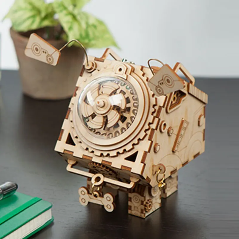 Robotime ROKR музыкальная шкатулка в стиле стимпанк 3D деревянная головоломка модель