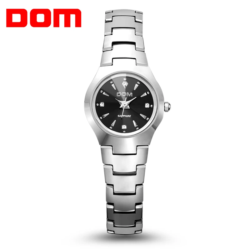 DOM часы для женщин модные повседневные платья Кварцевые часы водонепроницаемые женские роскошные вольфрамовый стальной браслет наручные часы relogio feminino - Цвет: silver common