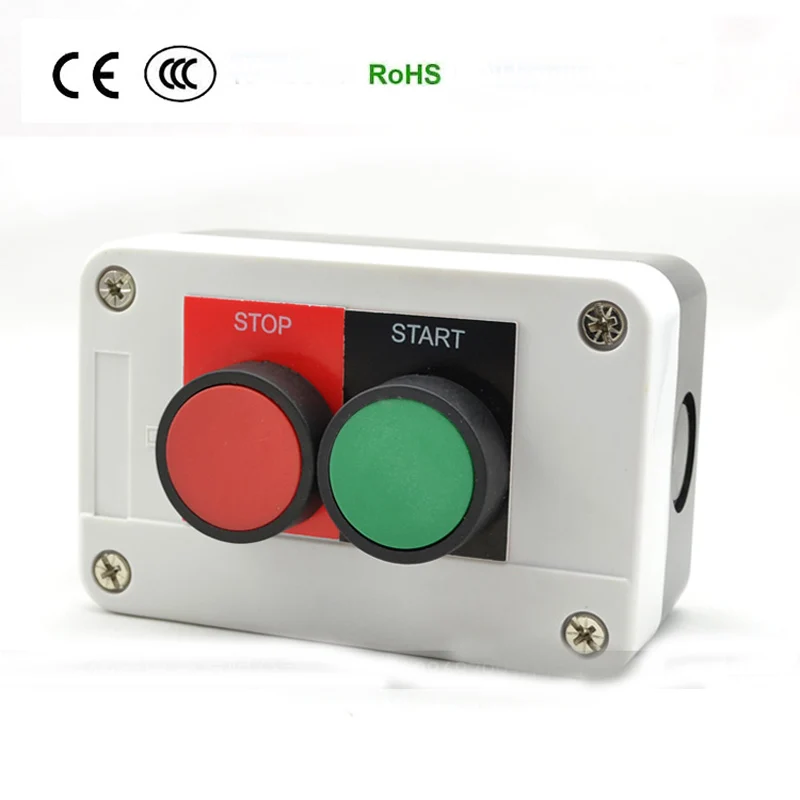 

Two bit push button switch Control box With start stop button Two 2 hole waterproof Plastic