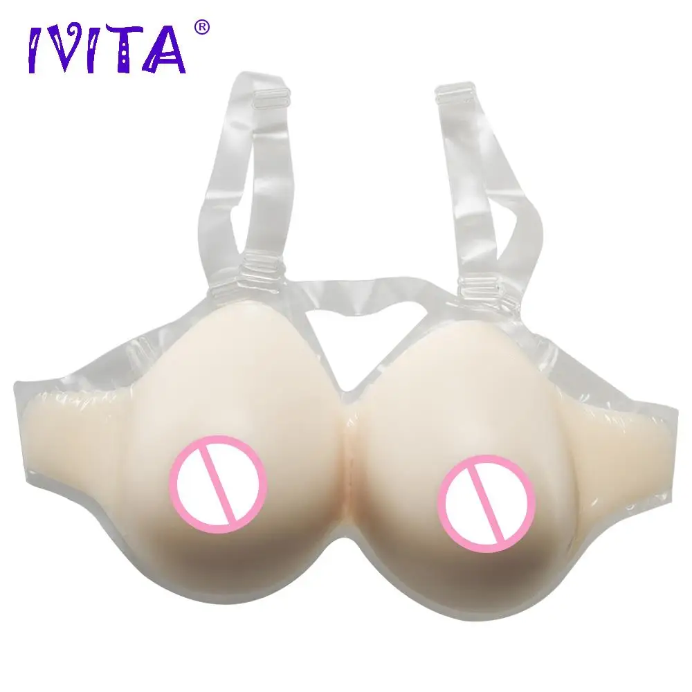 

IVITA 1800g Pair Artificial Straps Soft Fake Boobs Enhancer Drag Queen Silicone Breast Forms Crossdresser Silicone Breasts Form