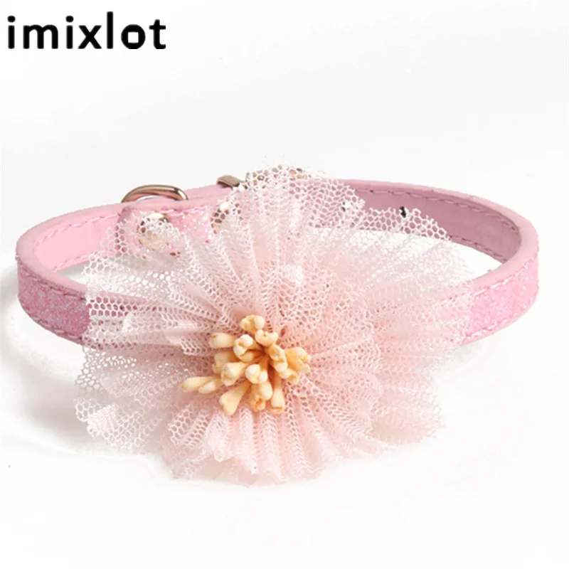 Imixlot Pet Dog collar with Soft Lace Flower Necklace Collars for