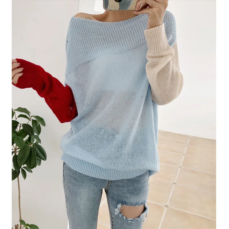 

One-shoulder Sweater Female Autumn Loose Sweater