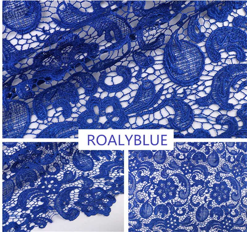 Royal Blue Ширина 120 см, 0,5 м/лот, кружевная ткань, вышивка, Африканское кружево, пэчворк, Tissu, для детей, сделай сам, платье, юбка, тюль, свадебное украшение - Цвет: Royal Blue