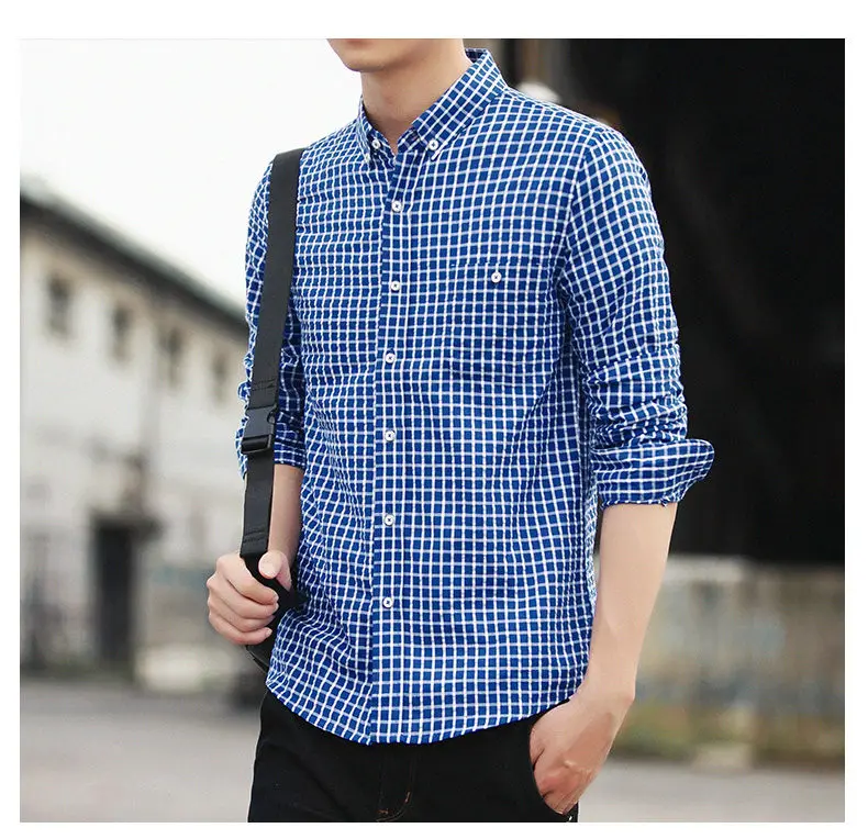 5XL Plaid shirts men clothing Autumn Spring Cotton long sleeve Top quality male shirts dress Brand Muls Plus size 2017 New DJ359-12
