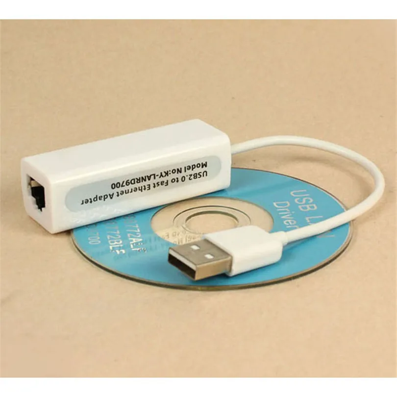 

Hot Selling New USB 2.0 Ethernet 10/100M RJ45 Network LAN Adapter Card Portable Network Cable Connector Adapters White Sep13