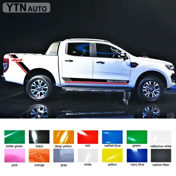 

free shipping 4 Pcs car accessories decals side door rear trunk 4X4 stripe graphic Vinyl car stickers for Ford ranger 2012-2017