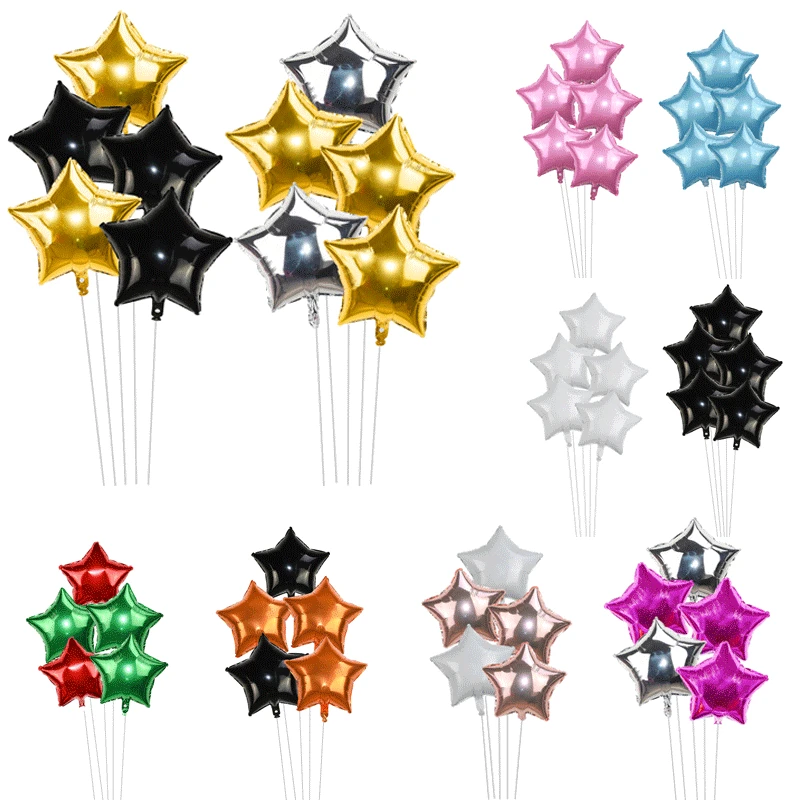 

5pcs/set 18inch Star Balloons Colorful Mixed Foil Star Helium Balloon For Wedding Baby Shower Kids Birthday Party Decorat Globos