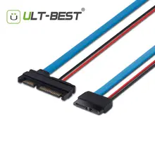 Ult-melhor sata 5v cabo serial ata 22pin 7 + 15 macho para sata slimline 13pin 7 + 6 conector fêmea conversor 30cm/12 polegadas