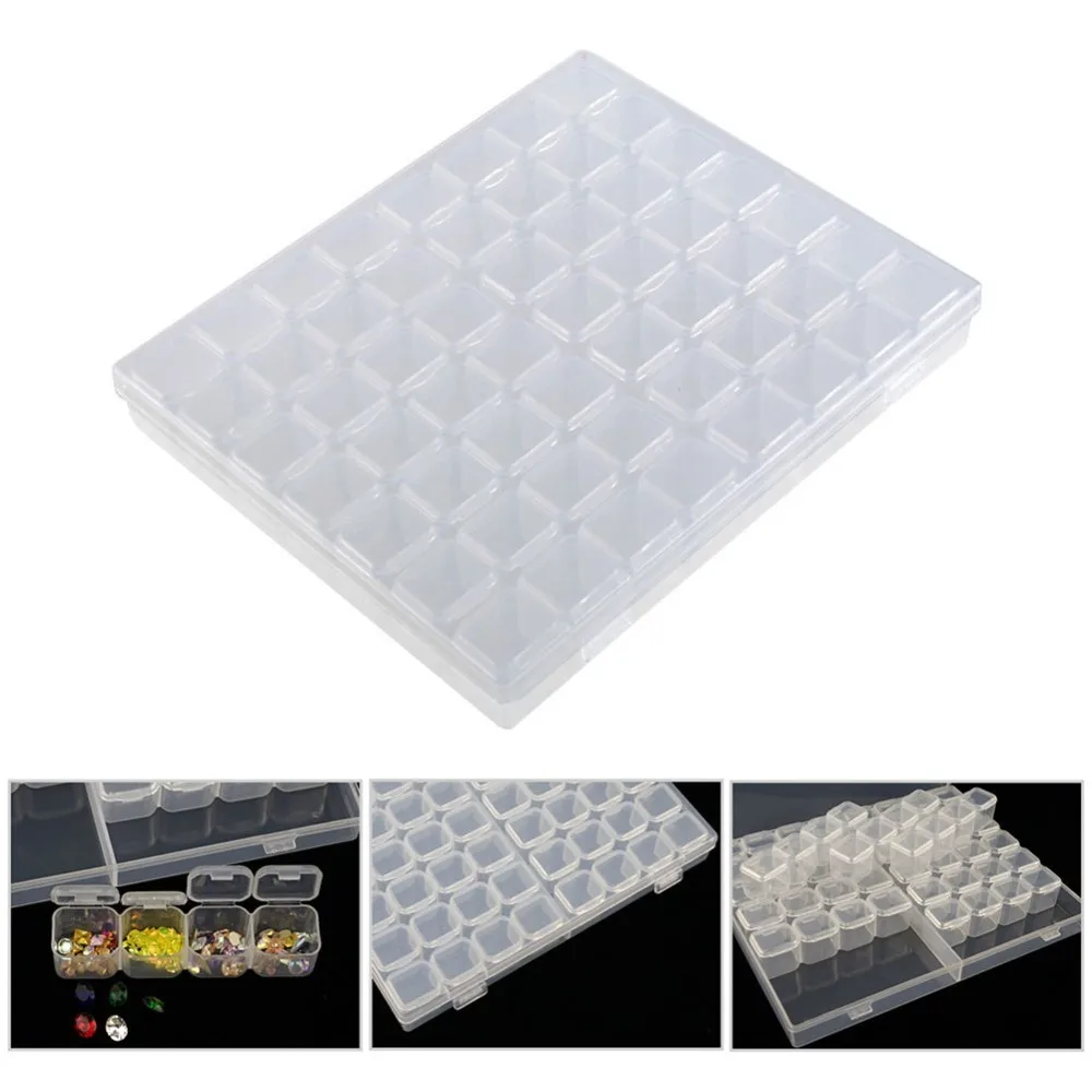 

56 Grid Storage Box For Dismountable Diamond Painting Embroidery Accessories Cross Stitch Cases Organizer PP Plastic Container