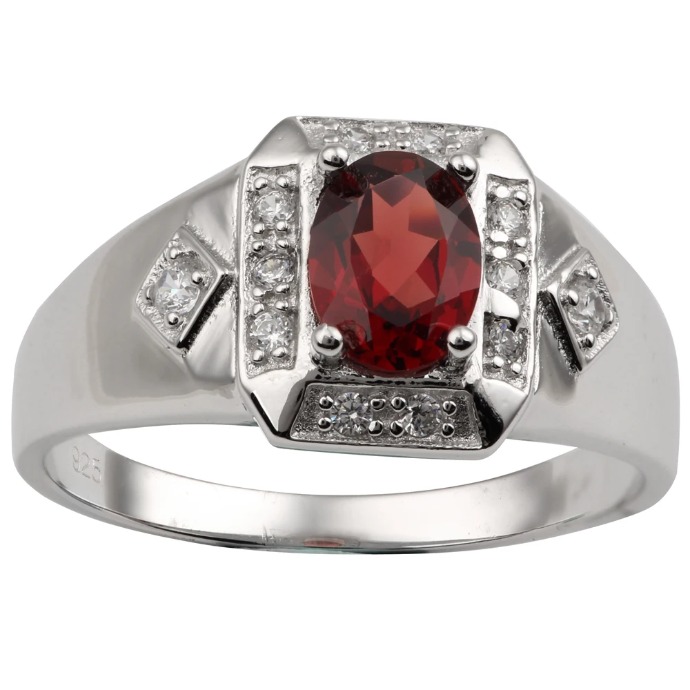 Натуральный красный гранат кольцо 925 Серебряная лента 6x8 мм Овальный драгоценный камень января камень карпракорн ювелирные украшения со