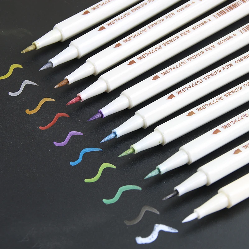 2017 New Sta 10 Colors Metallic Marker Pen Diy Scrapbooking Crafts Soft Brush Pen Art Marker Pen For Stationery School Supplies 2017 New Sta 10 Colors Metallic Marker Pen Diy Scrapbooking Crafts Soft Brush Pen Art Marker Pen For Stationery School Supplies