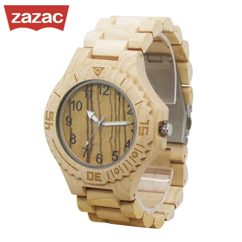 

2017 zazac Luxury Top Brand Full Wooden male Watches Creative Fashion Casual Handmade Nature Wood Men Wrist Watch Gifts