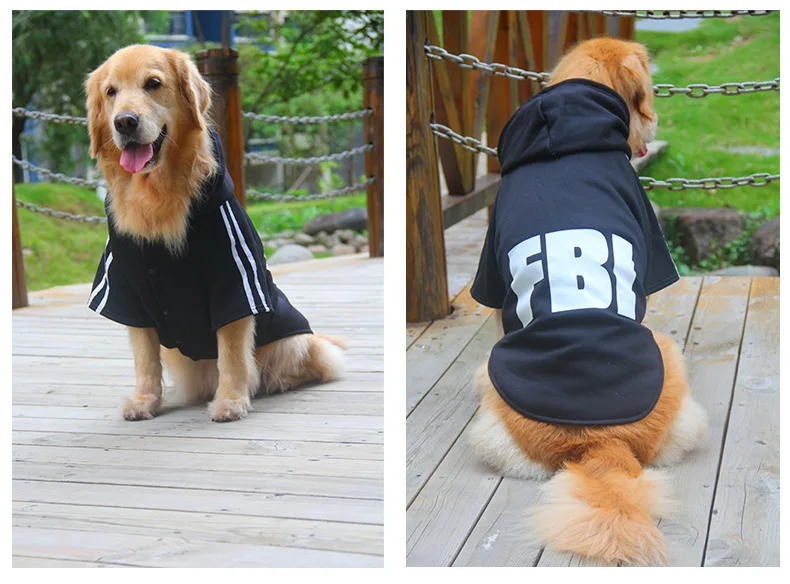 Куртка AHUAPET dog fbi, одежда для собак adidog, костюм в стиле fbi, зимняя теплая одежда для больших собак, одежда для бульдога F