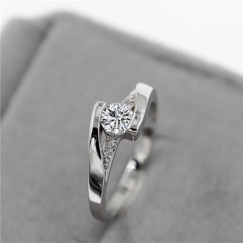 Женское Обручальное Кольцо Uloveido серебряное ювелирное изделие с кристаллом из