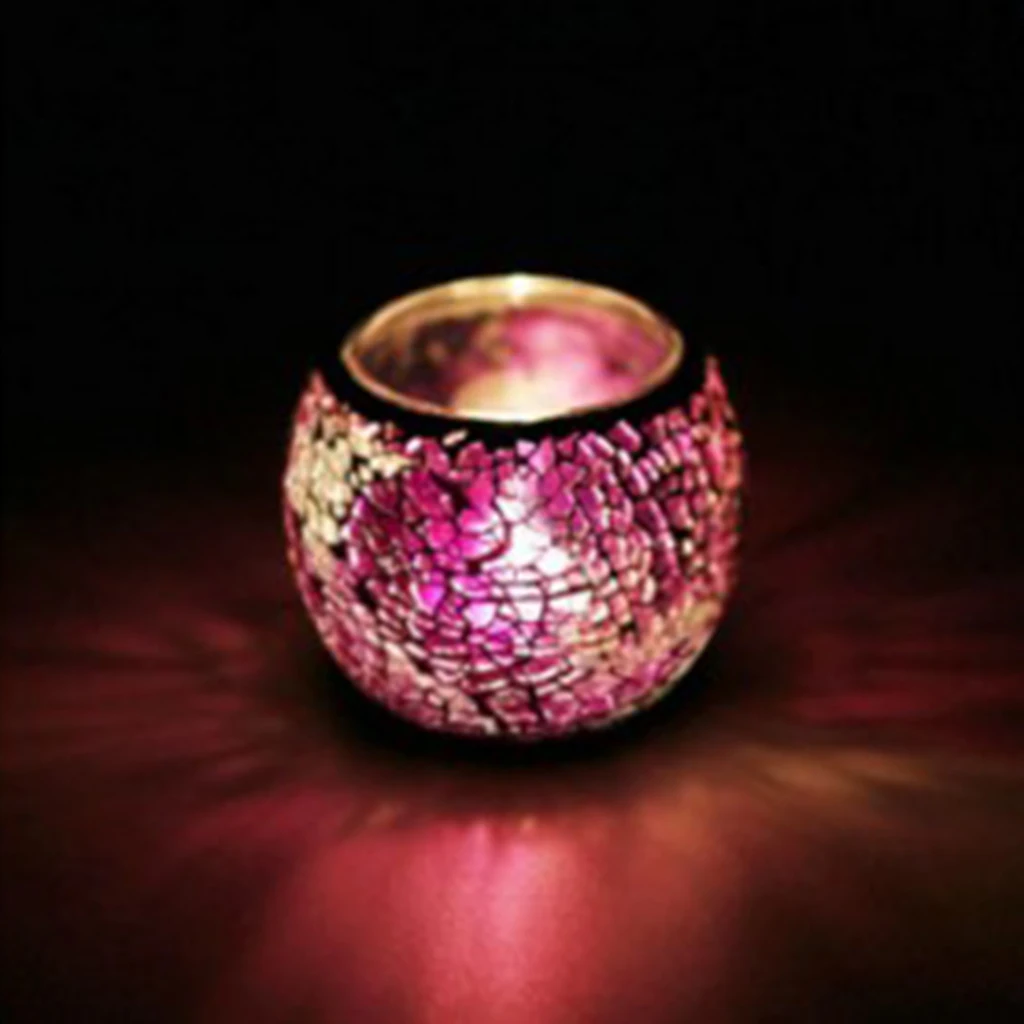 Handmade Mosaic Stained Glass Candle Holder Tea Light Succulent Planter Small Plant Flower Pot