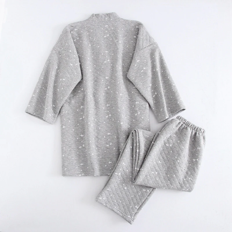 Pajamas for Men 2018 Autumn Winter thick Cotton Pyjamas Kimono Pajama Sets Sleepwear quality New Home Clothes pijama hombre