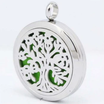 

Stailess Steel Lucky Life Tree Perfume Lockets Pendant Aroma Essential Oil Diffuser Necklace Pendant