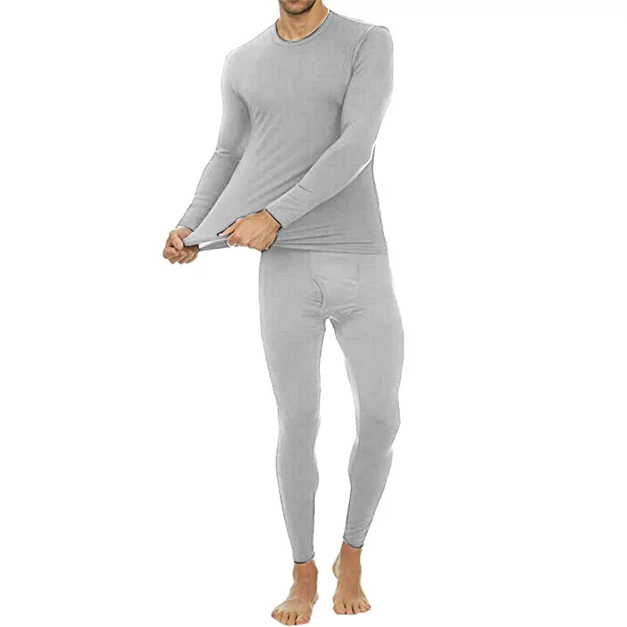 Solid Winter Thermal Underwear Men's Daily comfortable Suit Circular Collar Warm Clothing Set#0927 A#487