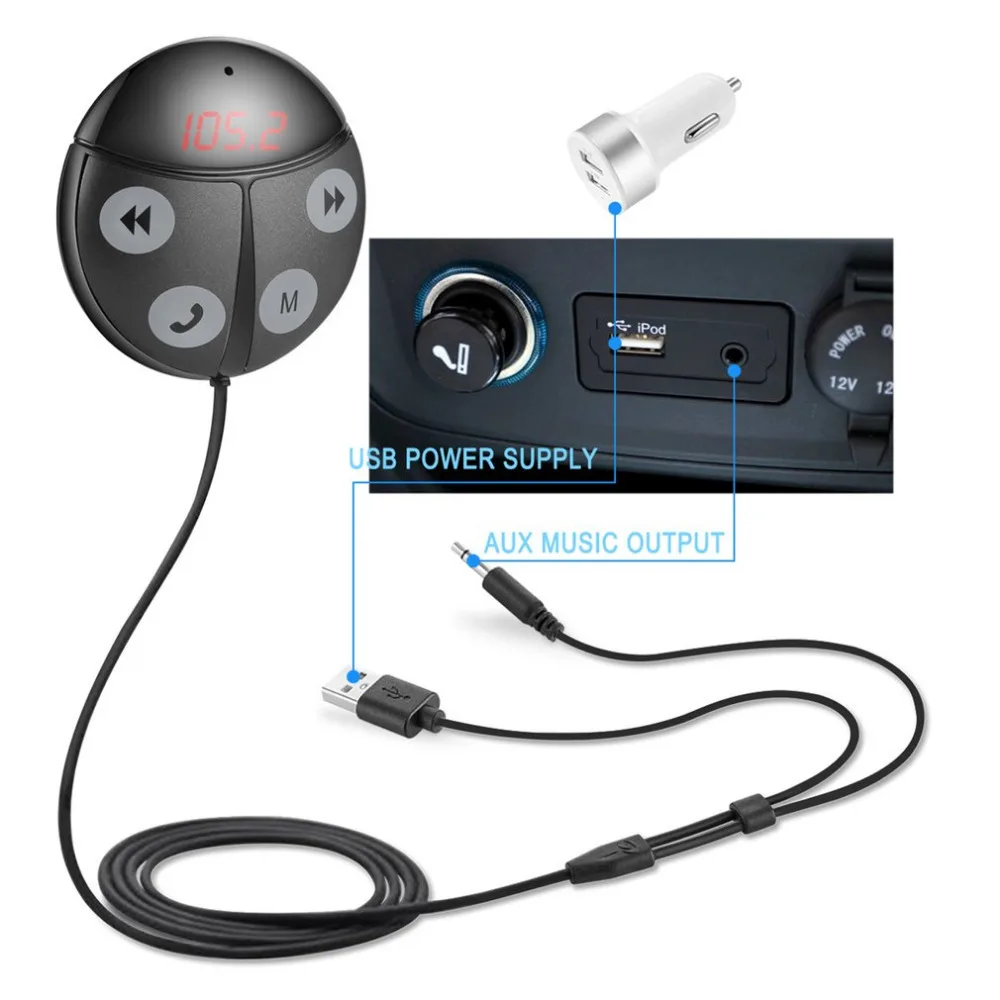 

Lovely Ladybug Shape Wireless Bluetooth Transmitter Receiver Bluetooth Car Kit Handsfree FM Modulator With LED Screen