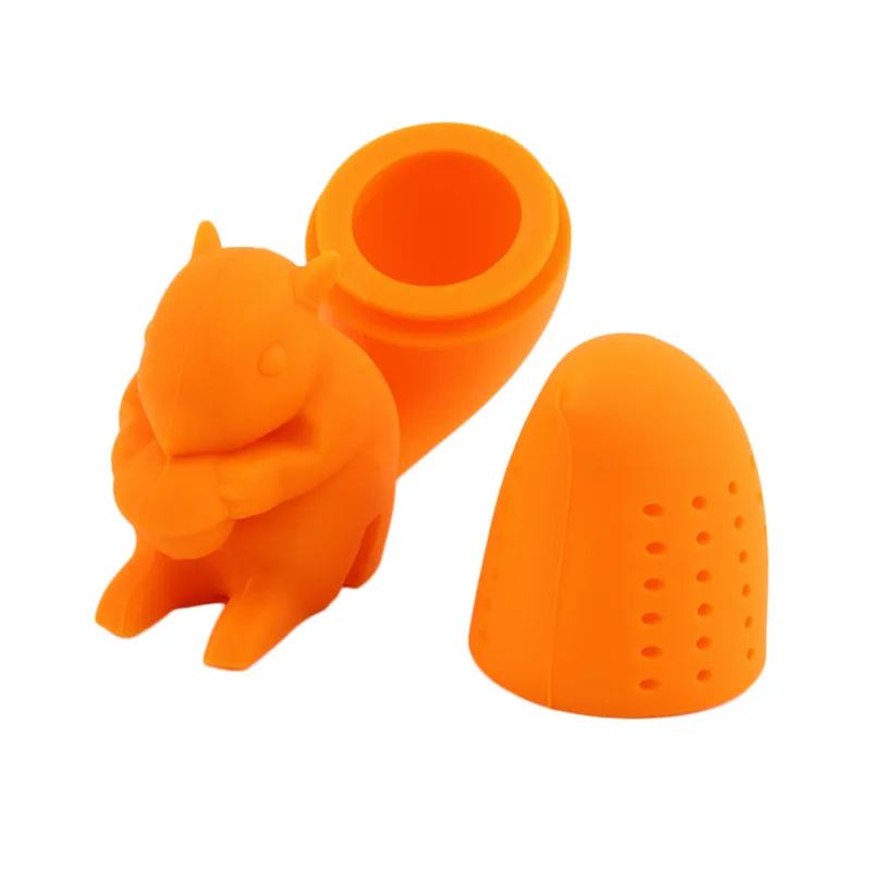 CJ048 High Quality Cute Squirrel Tea Strainer Silicone loose-leaf Tea Infuser Filter Diffuser Fun Accessories