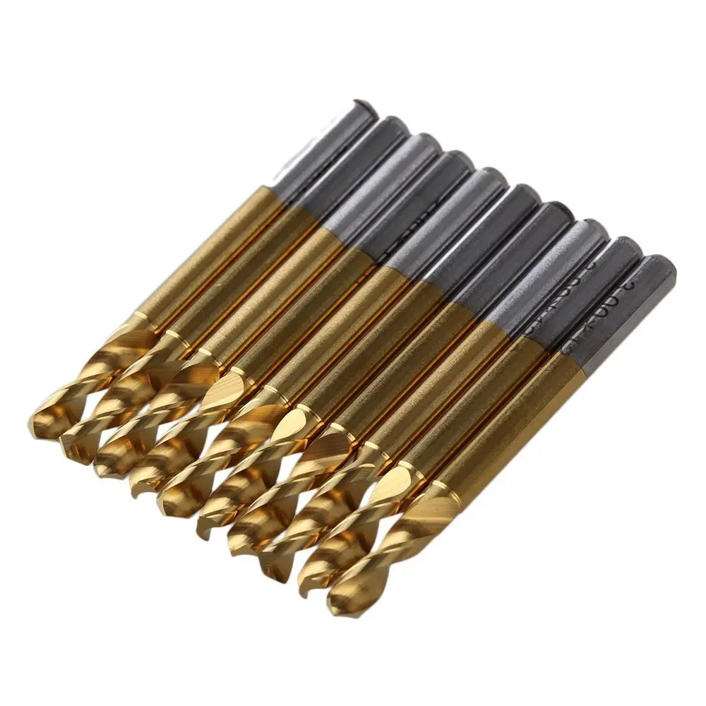 3.0x3.175mm Gold Tungsten Steel and Titanium Coated Carbide PCB CNC Drill Bits Tool Pack of 10
