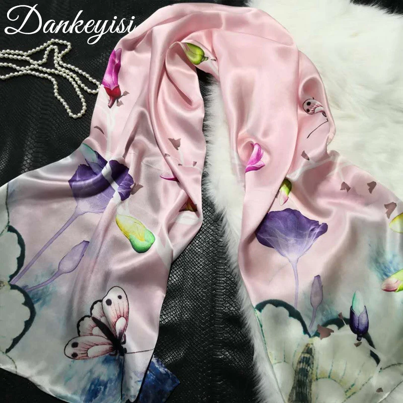 DANKEYISI высококачественный 100% шелковый шарф женский натуральный шелк Длинные