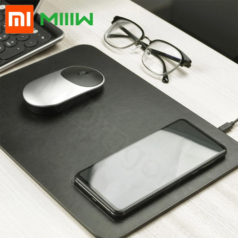 Xiaomi MIIIW Беспроводной коврик для зарядки мыши быстрое зарядное устройство из искусственной кожи Коврик для мыши для iPhone XS samsung Xiaomi huawei Quick Charge