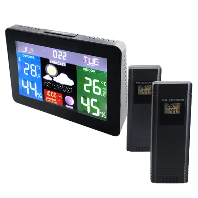 2 Wireless Sensors Weather Station Barometer RH Temperature Moon Phase