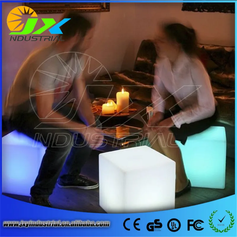 

Free shipping led illuminated furniture,waterproof 40*40*40CM led cube chair bar stool,led seat rechargeable decorated Christmas