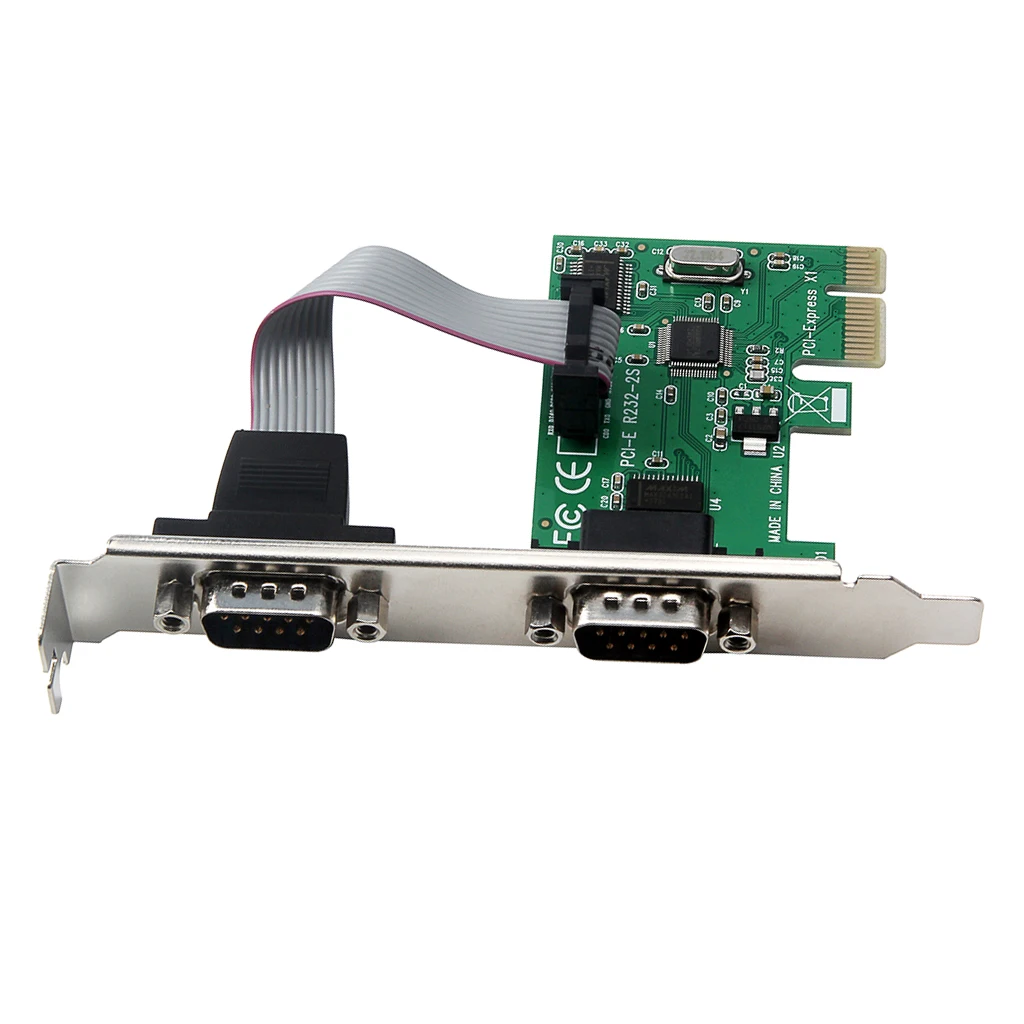  2 Port RS232 Serial Port to PCI-E PCI Express Riser Card Converter Adapter Extension Cable Adapter Converter 