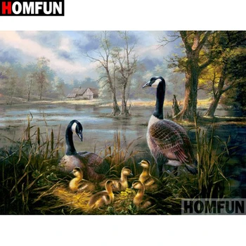

HOMFUN Full Square/Round Drill 5D DIY Diamond Painting "Duck scenery" Embroidery Cross Stitch 3D Home Decor Gift A17699
