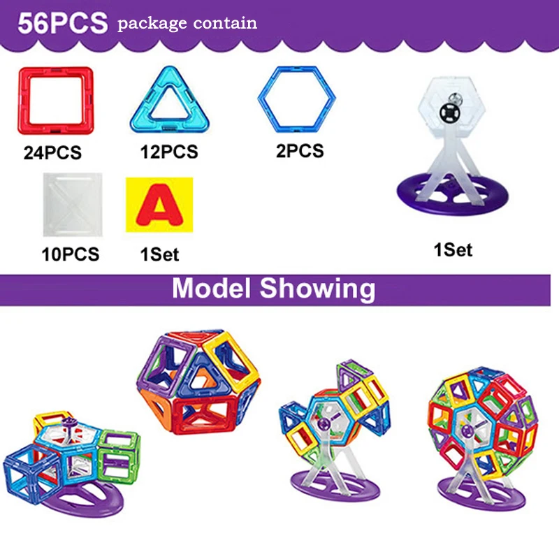 

56 74Pieces Magnetic Building Blocks Toy Kids Educational Toys Creative Bricks Toy For Children 3D DIY Building Blocks Set