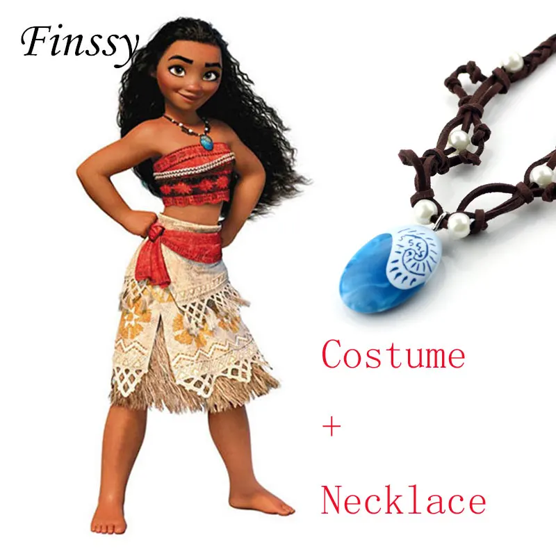 Princess Moana Cosplay Costume For Children Moana Costume With Necklace For Adult Women Halloween Costumes For
