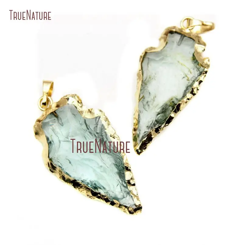 

Green Quartz Arrowhead Gold Color Crystal Arrow Pendant Charms PM15919