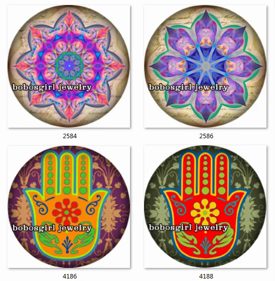 

SN1381 Fatima hamsa Mandala Flower Buddha snap button Jewelry Charm photo glass cabochon