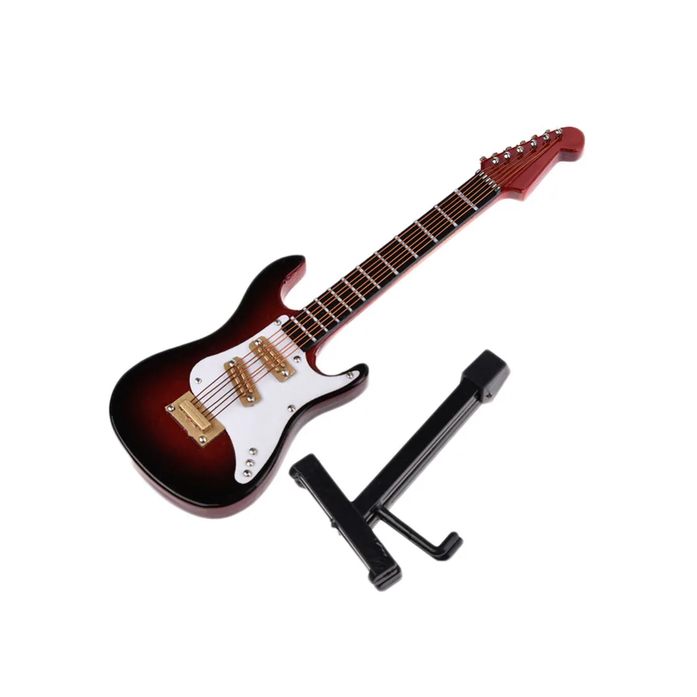 Улучшенная версия Миниатюрная модель мини-гитары электрическая гитара Orangered Vision наслаждение дерево+ стент+ лакированный кожаный чехол