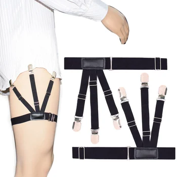 

2Pcs Men Shirt Stays Garter Belt with Non-slip Locking Clips Suspender Garters Strap OH66