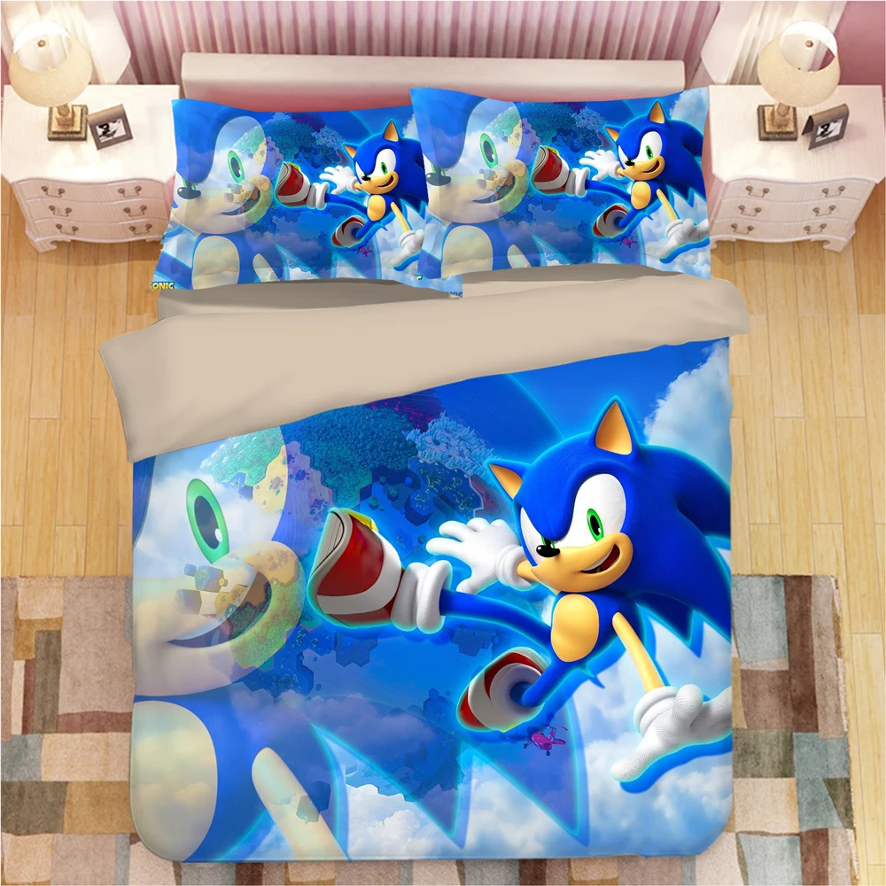 Us 33 86 52 Off Sonic The Hedgehog Bedding Set Super Mario Bros Duvet Covers Pillowcases Twin Full Queen King Comforter Bedding Sets Bed Linen In