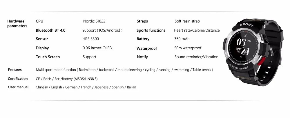 Оригинальные новые Смарт-часы KKTICK F6, водонепроницаемые, Bluetooth, 4,0, монитор сна, удаленная камера, часы, мужские, для спорта на открытом воздухе, для iOS, стильные