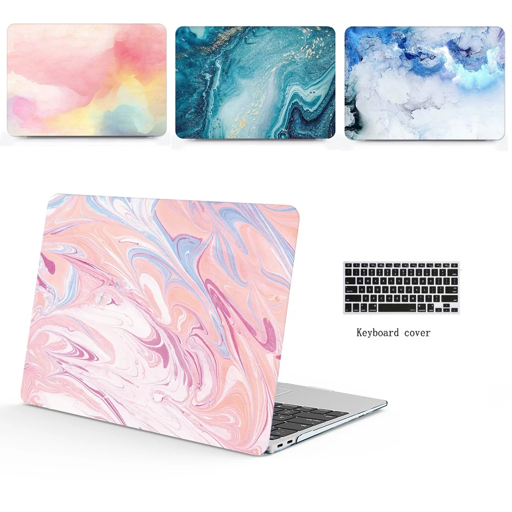 Чехол для ноутбука Apple Macbook Air Pro Retina с мраморным рисунком и накладкой на