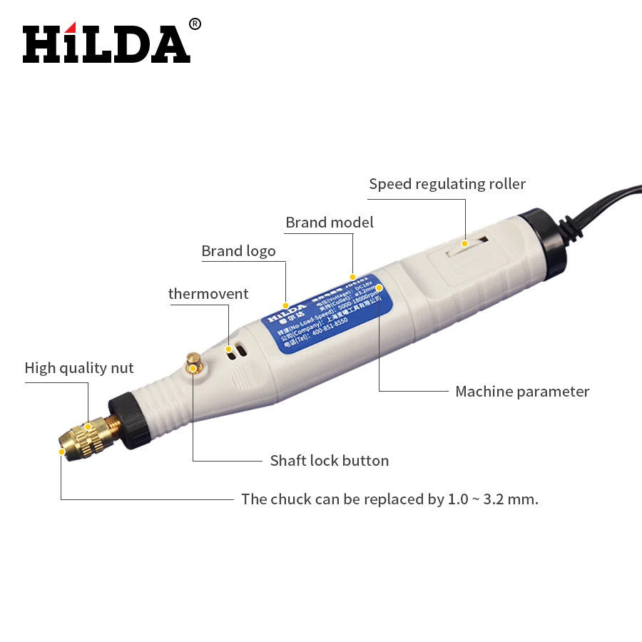 Cena HILDA Mini wiertarka obrotowa 18V grawerowanie pióro z akcesoria szlifierskie zestaw wielofunkcyjny Mini grawerowanie pióro na narzędzia dremel