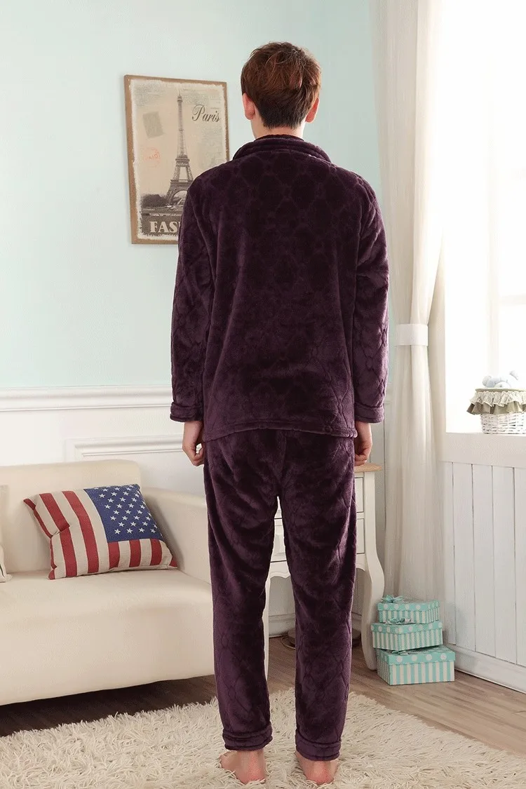 Зимний стиль, Мужская Фланелевая Пижама, плюс размер, для отдыха, коралловый флис, с длинными рукавами, Домашняя мужская одежда для сна