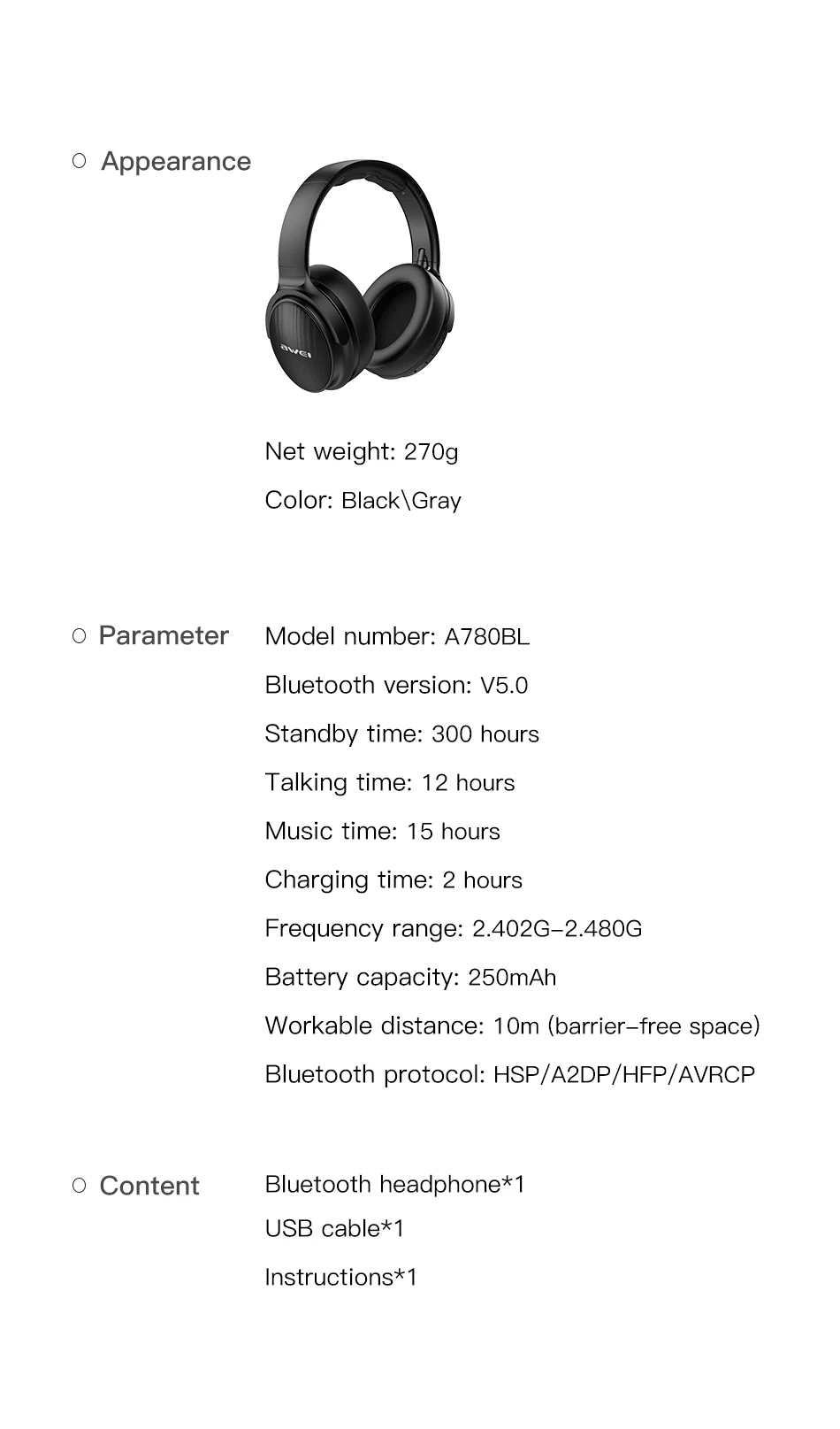 DRXENN AWei A780BL Беспроводные Bluetooth 5,0 наушники с микрофоном глубокий бас игровая гарнитура Поддержка TF карты для iPhone Xiaomi