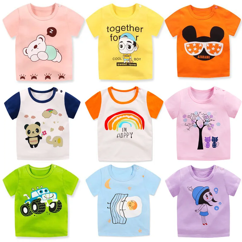 

0-8Y Cartoon Print Baby Boys Dinosaur T Shirt For Summer Infant Kids Boys Girls Lion T-Shirts Clothes Cotton Toddler Letter Tops