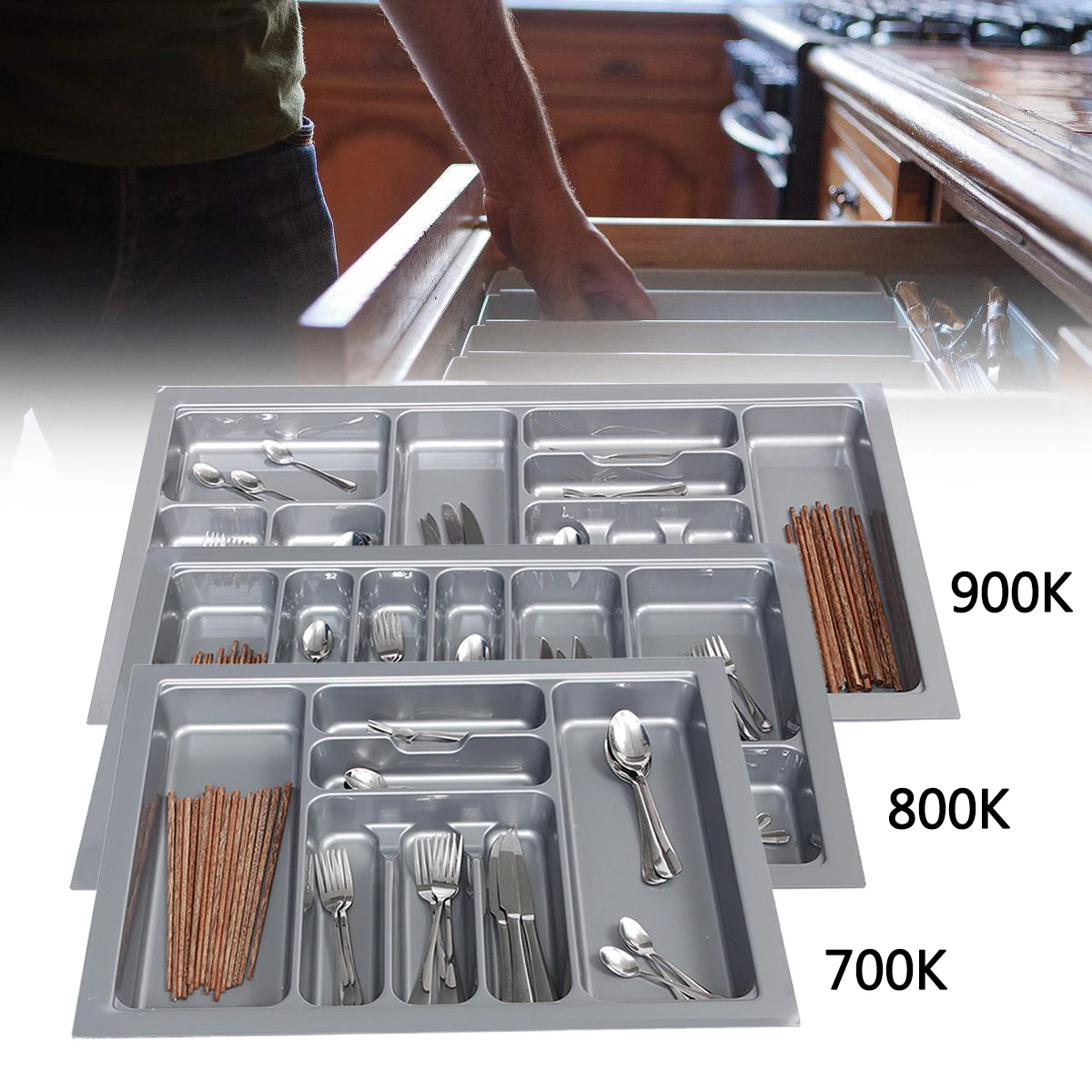 700/800/900K Kitchen Tool Grey Tableware Drinkware Cutlery Organiser