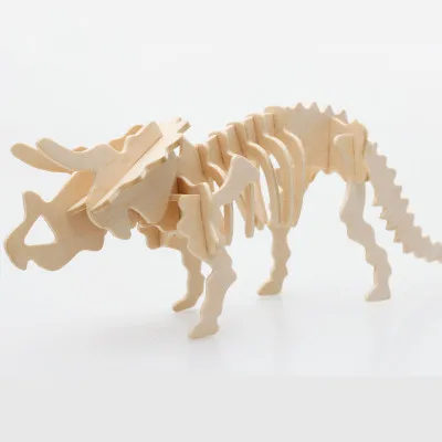 1 шт. Деревянный DIY стерео динозавр головоломка для мальчиков и девочек Пазлы игрушки 3D Динозавр Сборная модель детские развивающие игрушки для детей подарок - Цвет: C