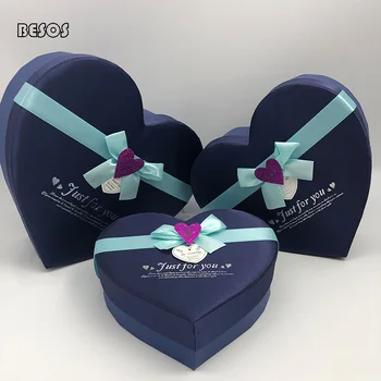 

Large Size High Grade Tastefully Valentine's Day Festival Wedding Blue Pink Red Heart-shaped Gift Packing Box B022B