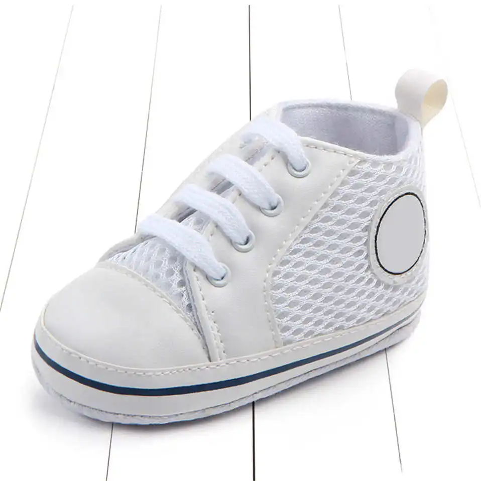 Новая детская дышащая обувь; парусиновая обувь; спортивные кроссовки для новорожденных; обувь для маленьких мальчиков и девочек; нескользящая обувь с мягкой подошвой для малышей - Цвет: White