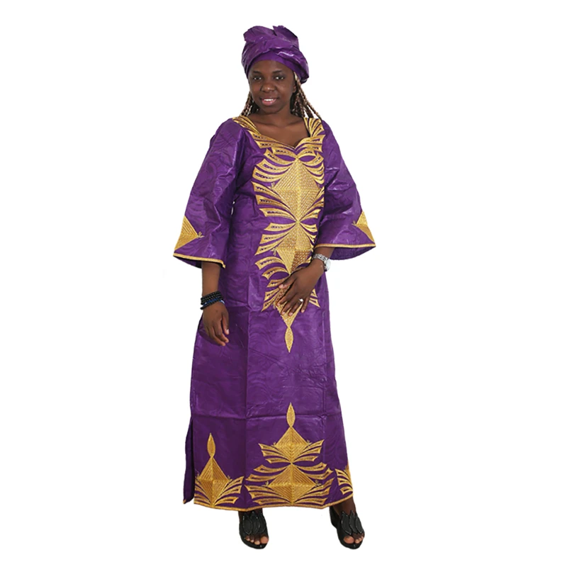 

MD 2019 african women dresses riche bazin traditional embroidery dress head scarf plus size long dress ropa africana mujer party