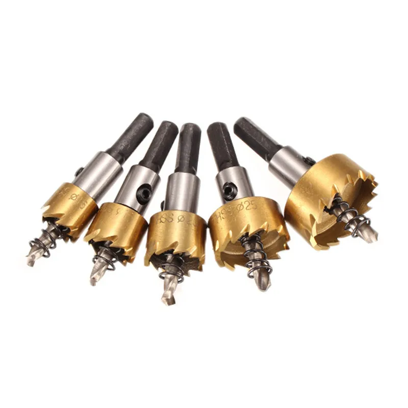  5pcs/set Drill Bit HSS 6542 Titanium Coated Hole Saw Tooth HSS Hole Saw Cutter 16/18.5/20/25/30mm w
